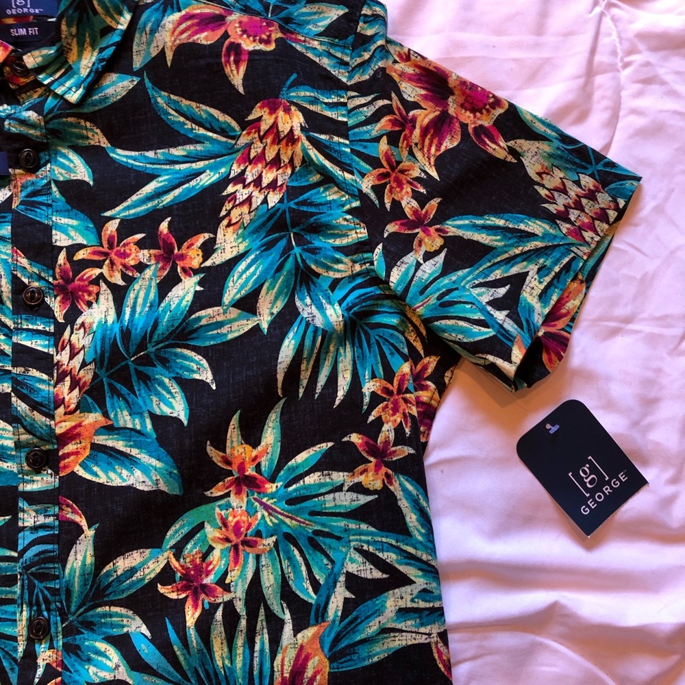 GEORGE Slim Fit Hawaiian Style Button Down - Picture 4 of 6